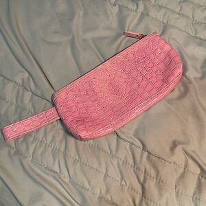 Purple Crocodile-Embossed Clutch